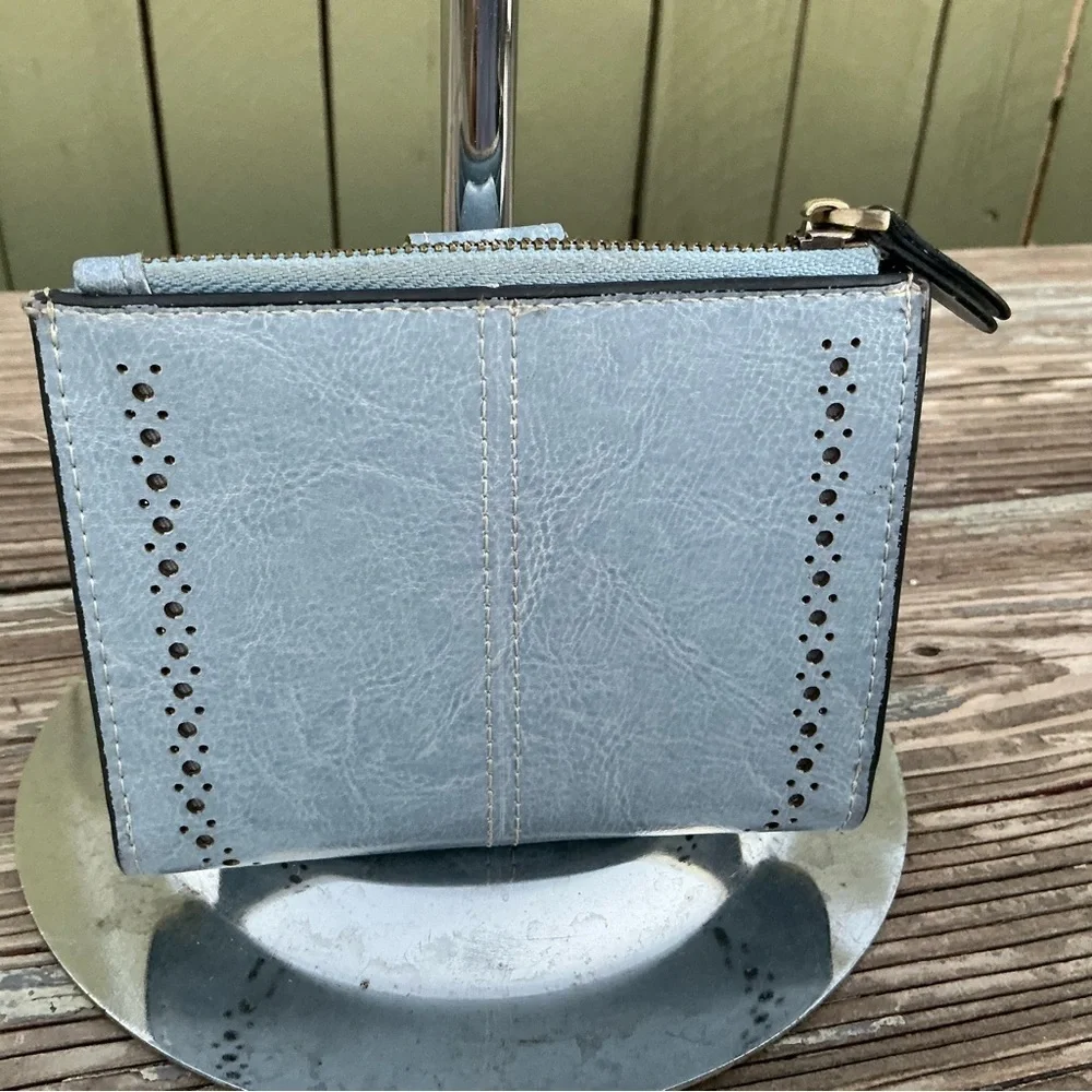 Blue Women's Wallet with Floral Accent